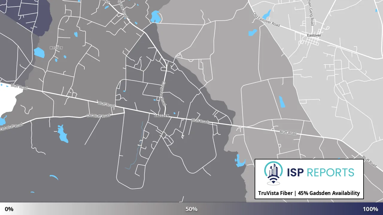 Gadsden, SC map of internet availability