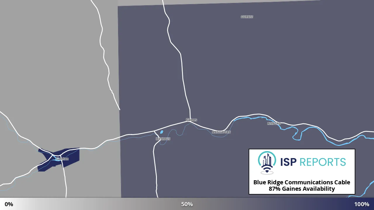 Gaines, PA map of internet availability