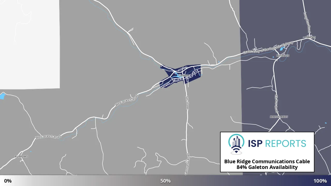 Galeton, PA map of internet availability