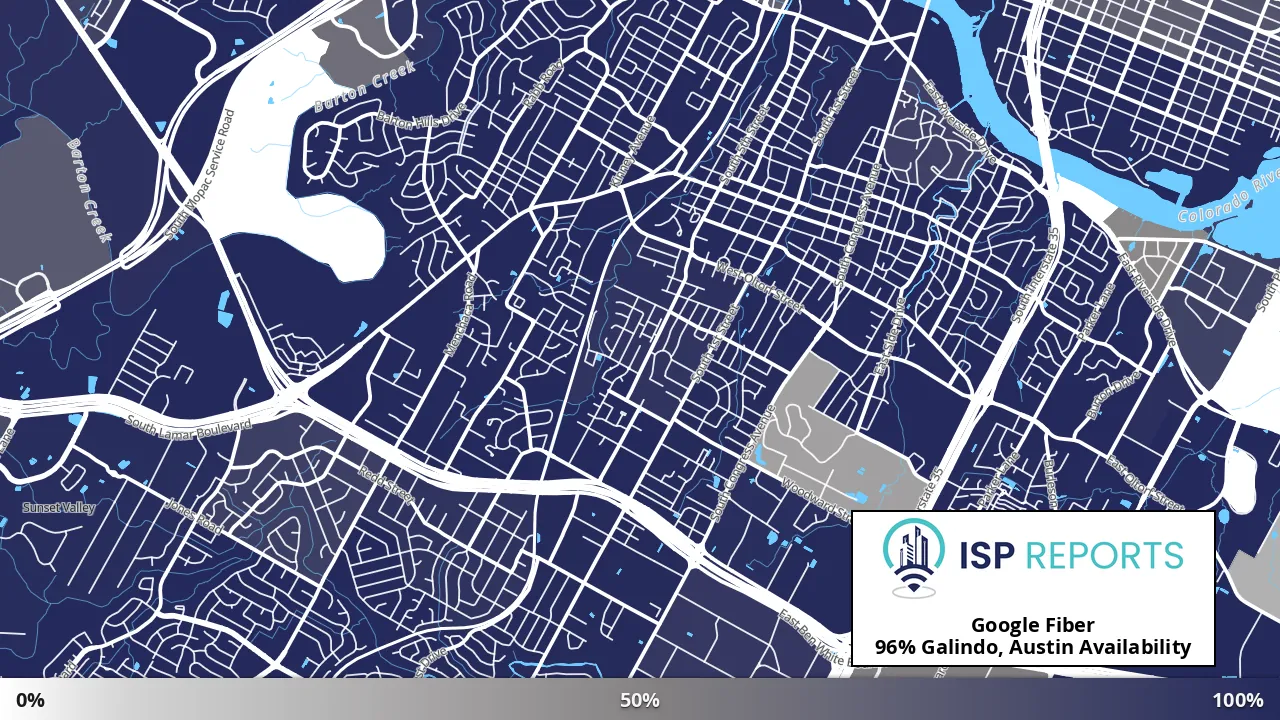 Galindo, Austin, TX map of internet availability