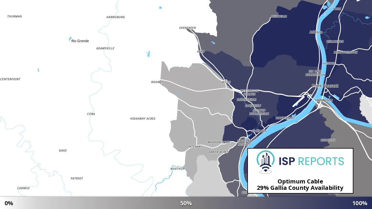 Gallia County, OH map of internet availability