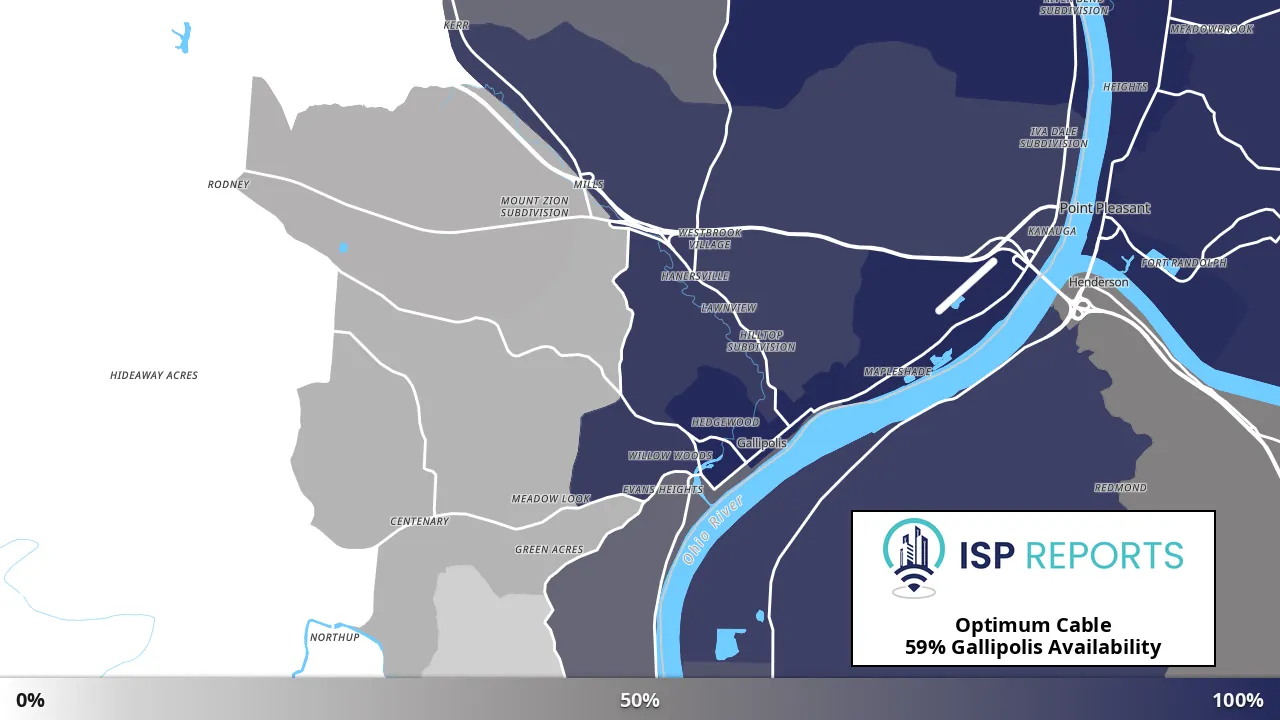 Gallipolis, OH map of internet availability
