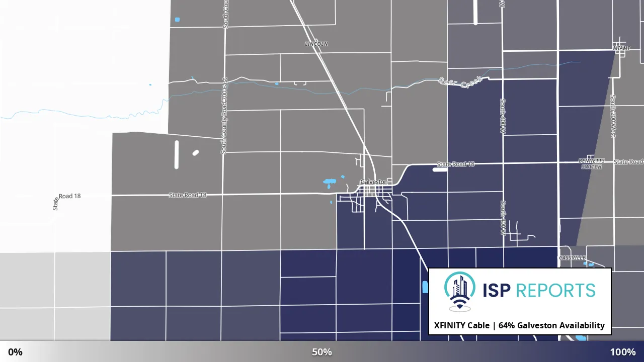 Galveston, IN map of internet availability