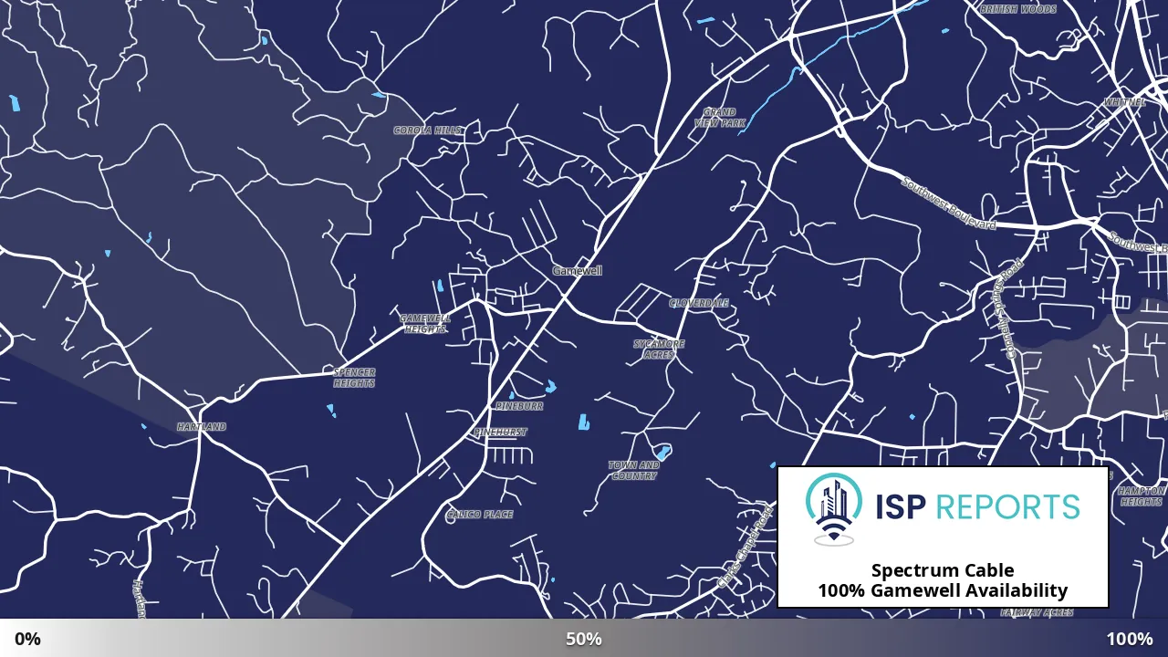 Gamewell, NC map of internet availability