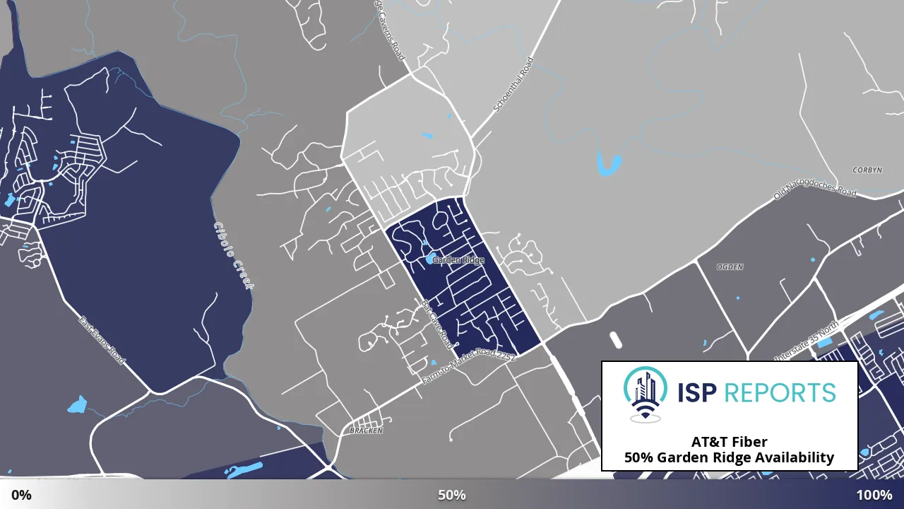 Garden Ridge, TX map of internet availability