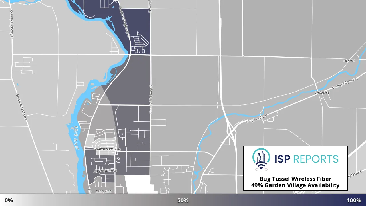 Garden Village, WI map of internet availability