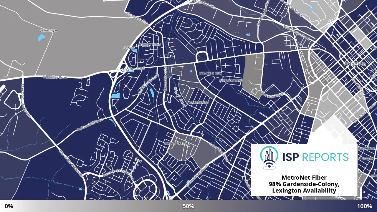 Gardenside-Colony, Lexington, KY map of internet availability