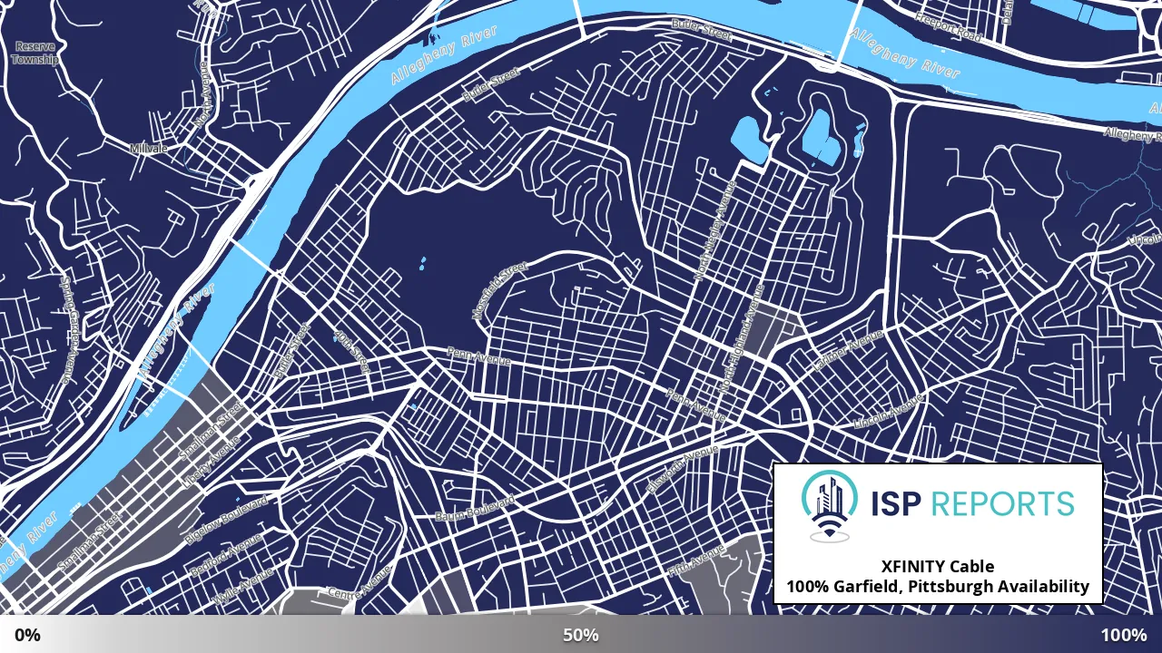 Garfield, Pittsburgh, PA map of internet availability