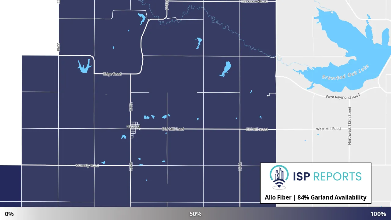 Garland, NE map of internet availability