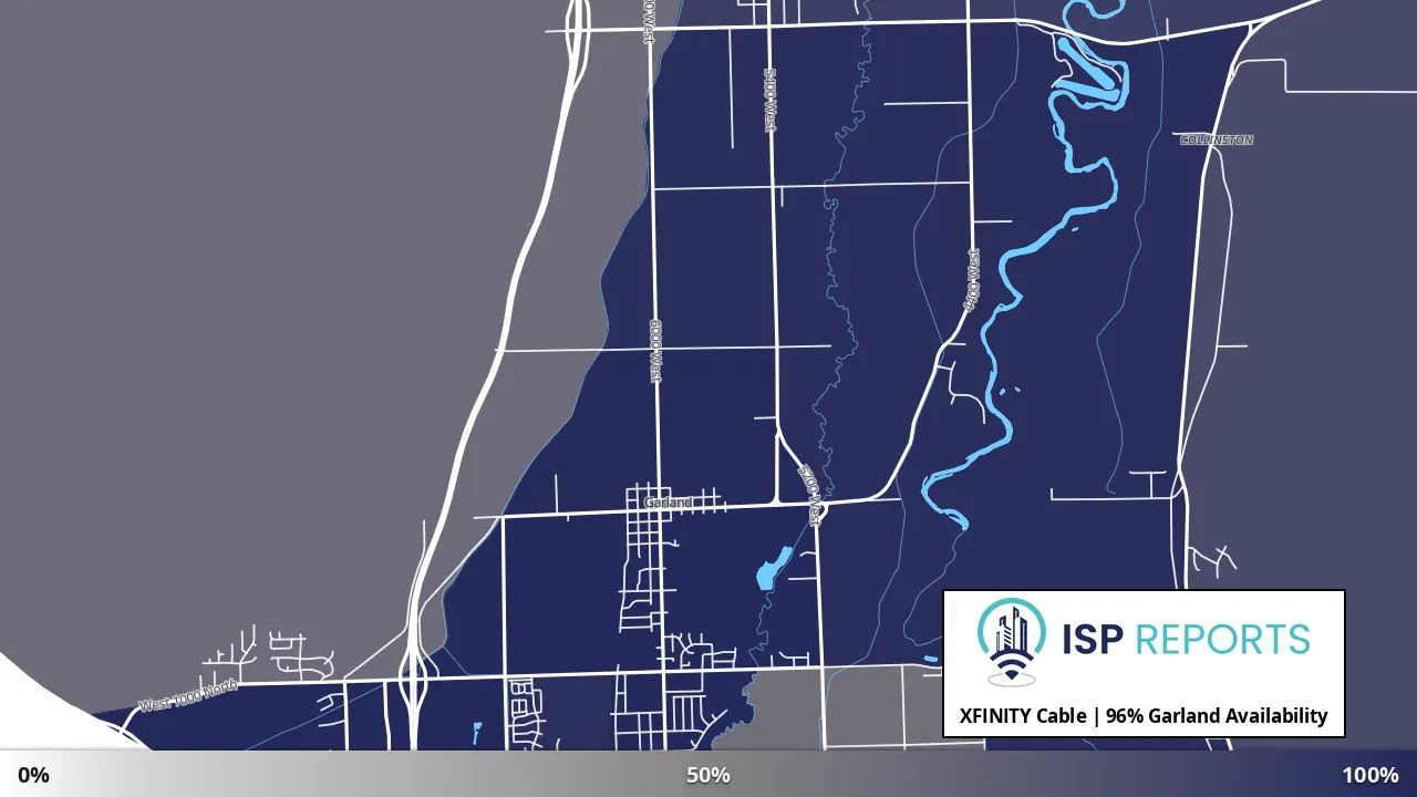 Garland, UT map of internet availability