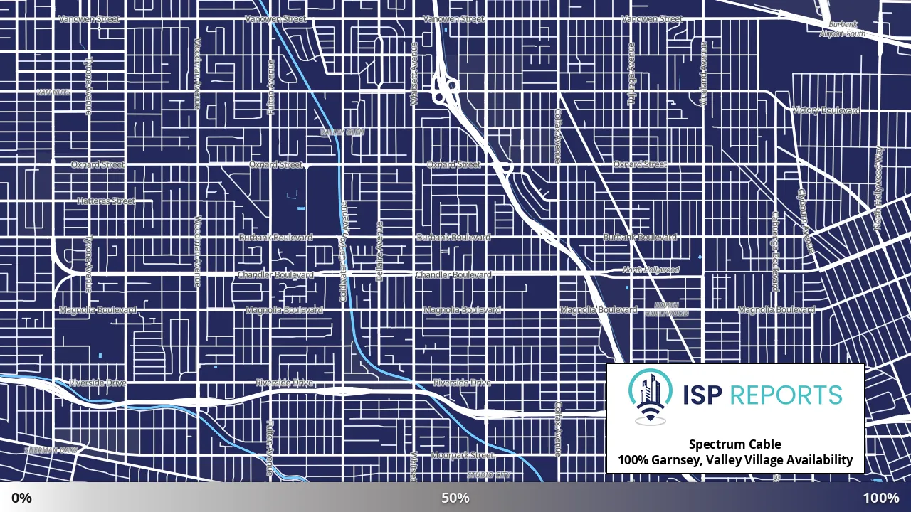 Garnsey, Valley Village, CA map of internet availability