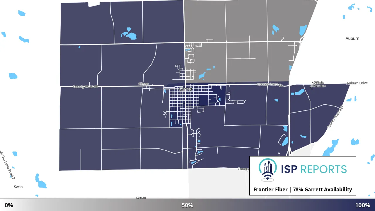 Garrett, IN map of internet availability