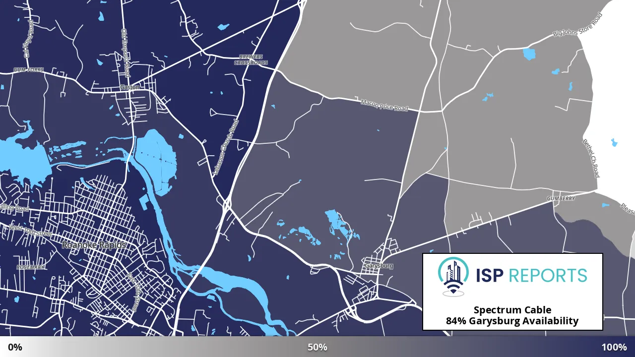 Garysburg, NC map of internet availability