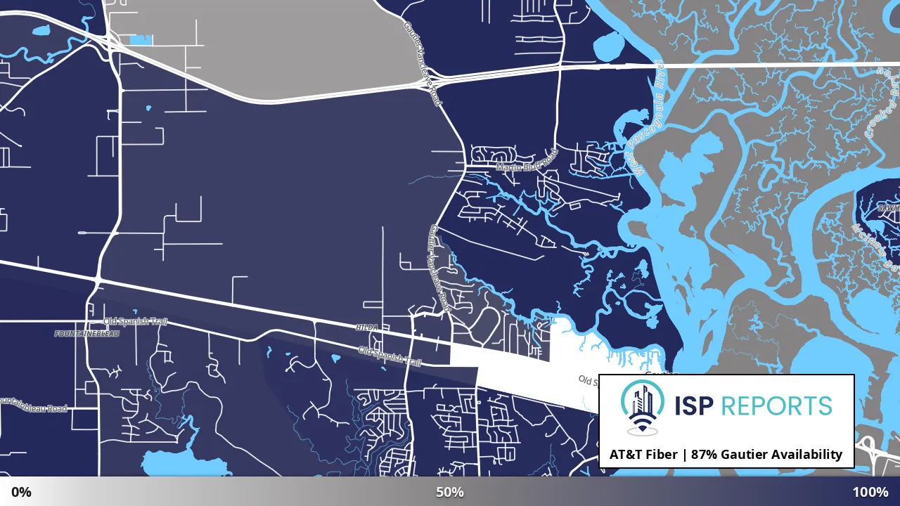 Gautier, MS map of internet availability