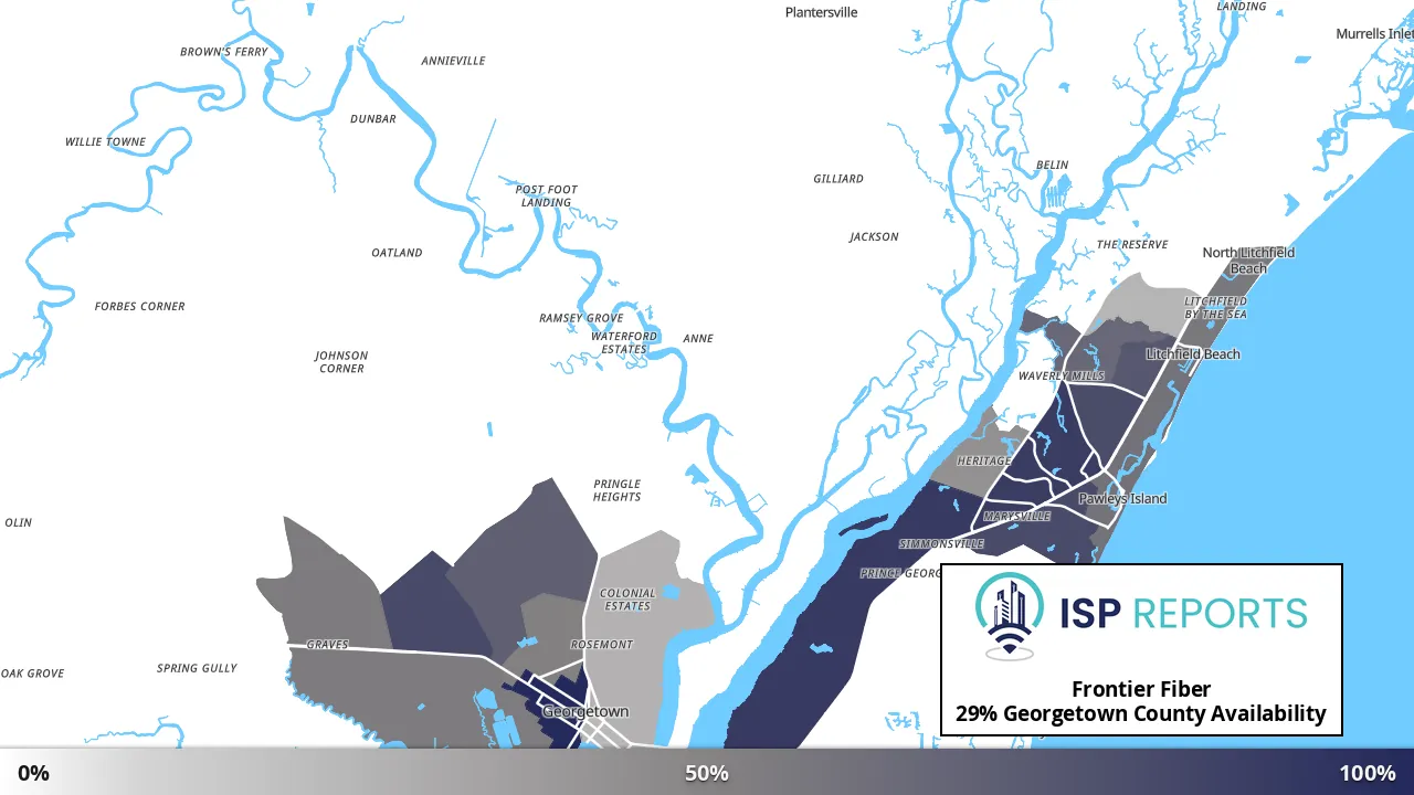 Georgetown County, SC map of internet availability