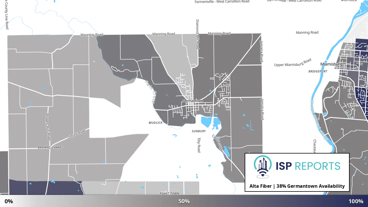 Germantown, OH map of internet availability
