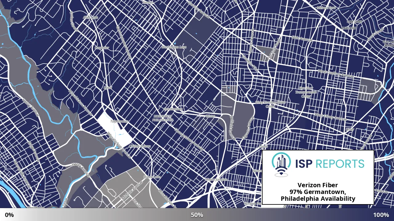 Germantown, Philadelphia, PA map of internet availability