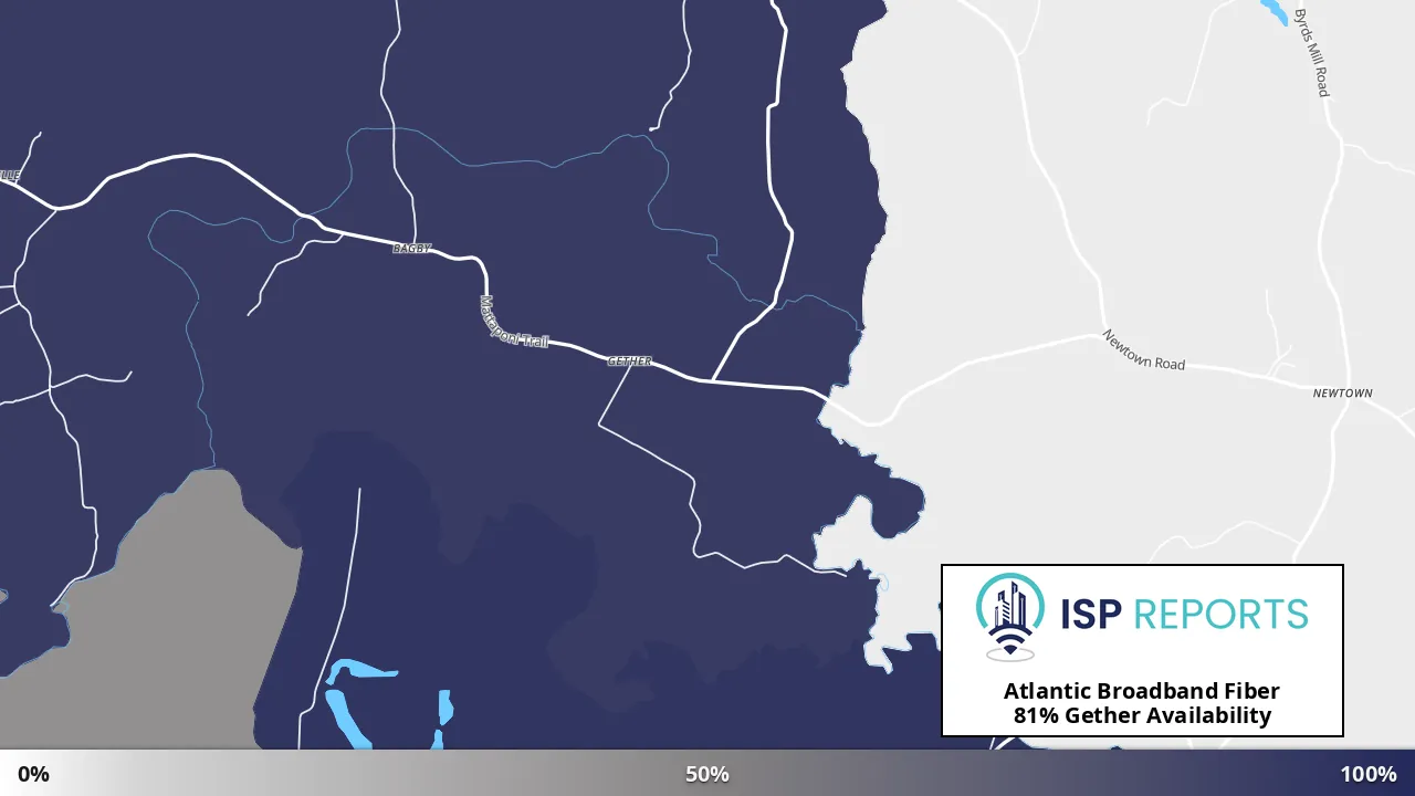 Gether, VA map of internet availability
