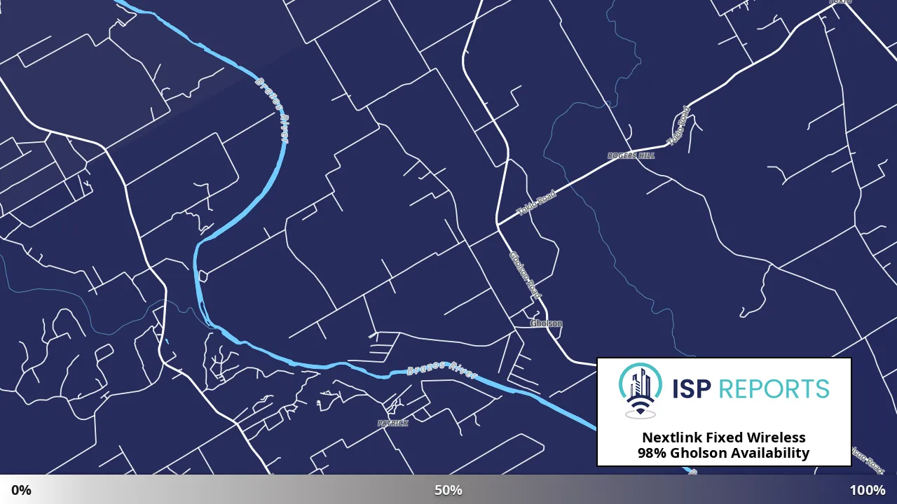 Gholson, TX map of internet availability