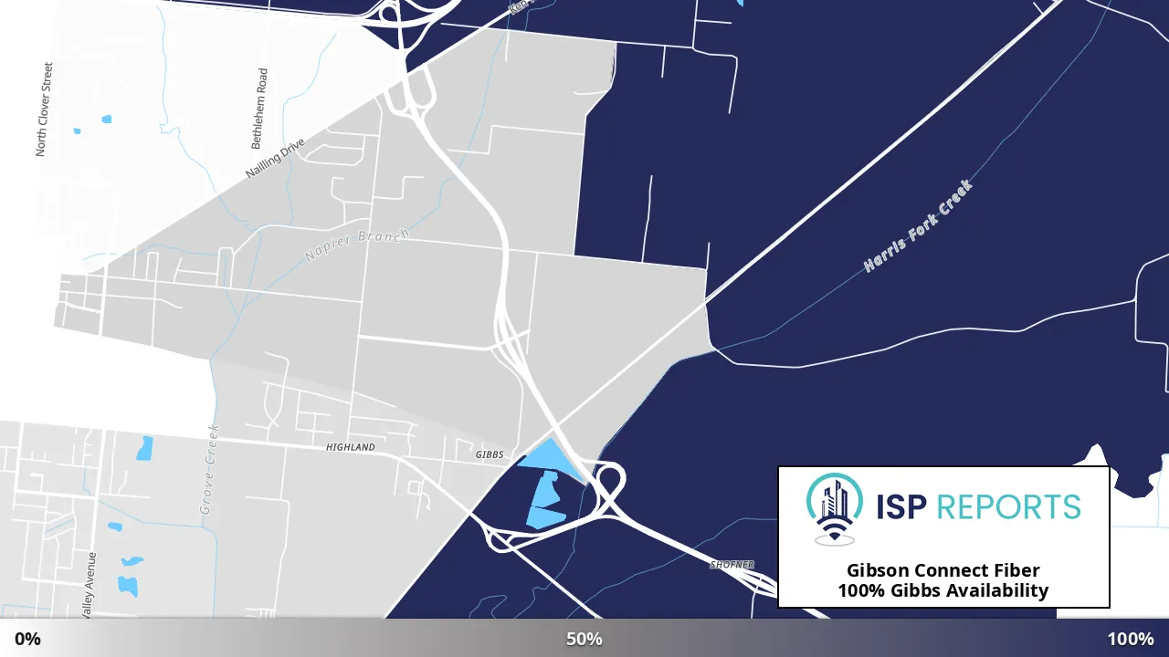 Gibbs, TN map of internet availability