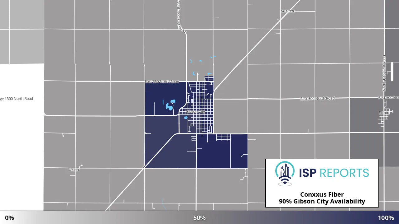 Gibson City, IL map of internet availability