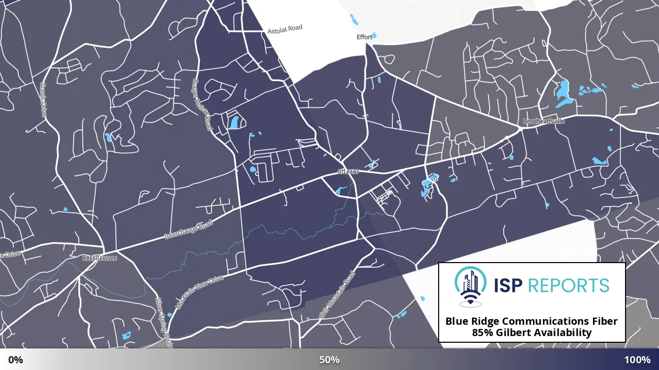 Gilbert, PA map of internet availability