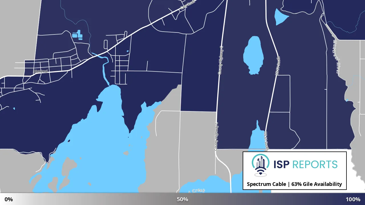 Gile, WI map of internet availability