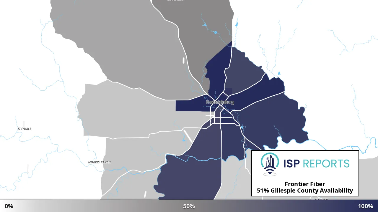 Gillespie County, TX map of internet availability