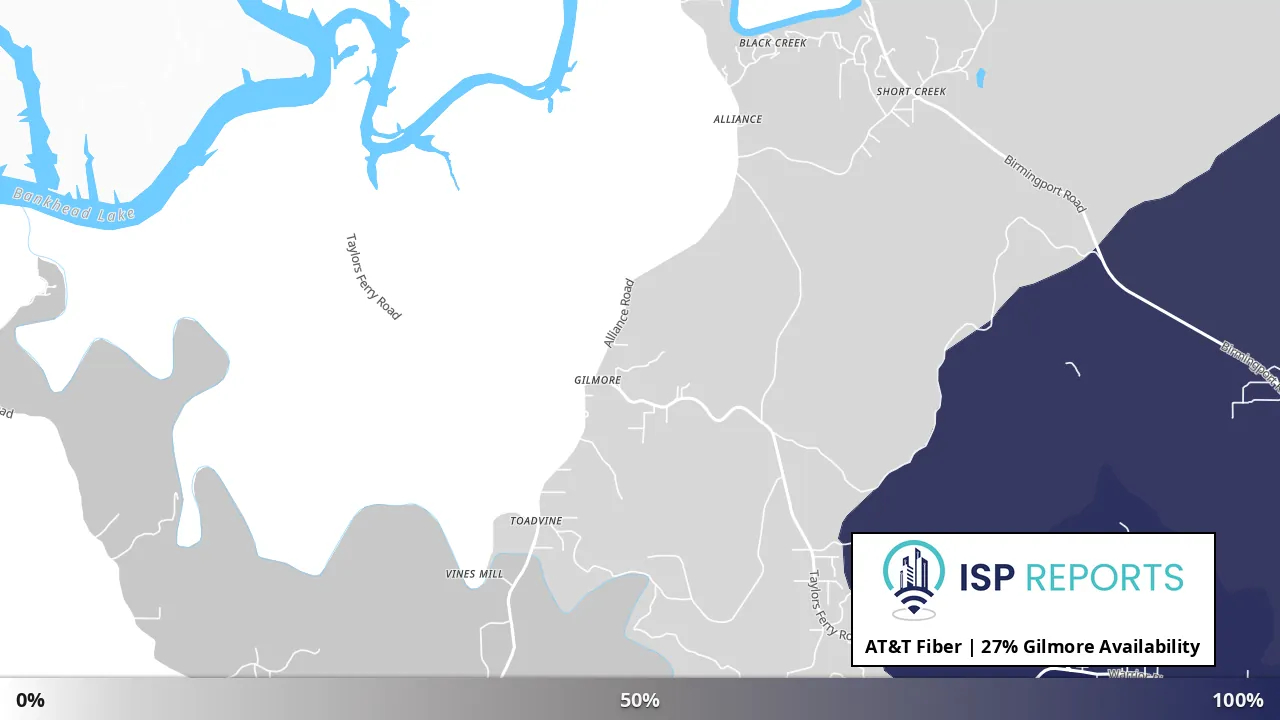 Gilmore, AL map of internet availability