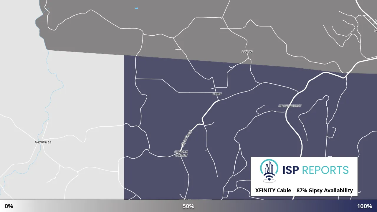 Gipsy, PA map of internet availability