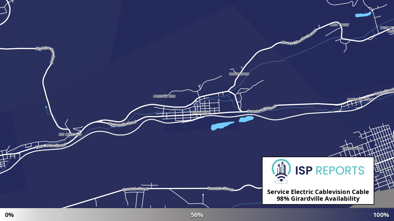 Girardville, PA map of internet availability