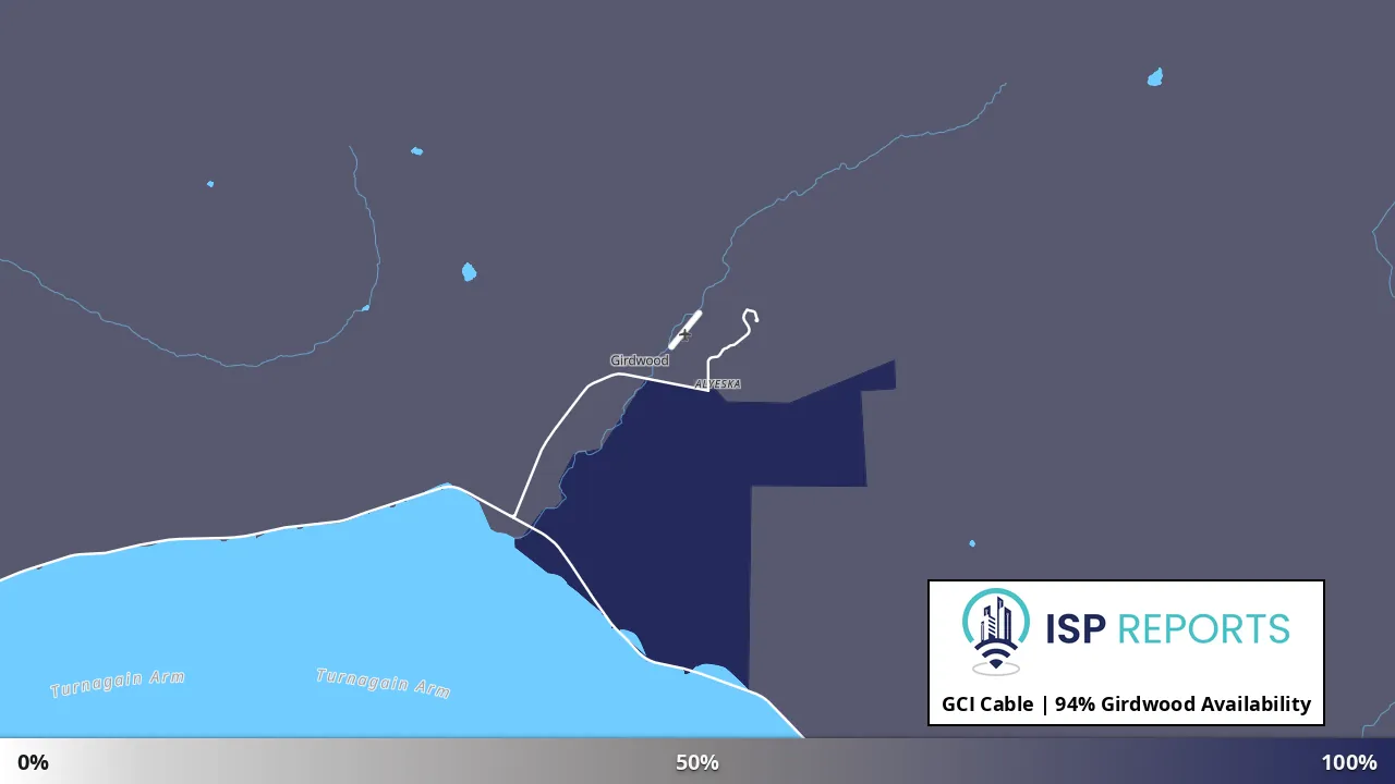 Girdwood, AK map of internet availability