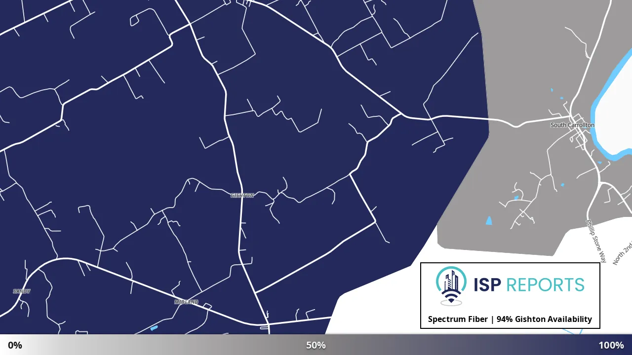 Gishton, KY map of internet availability