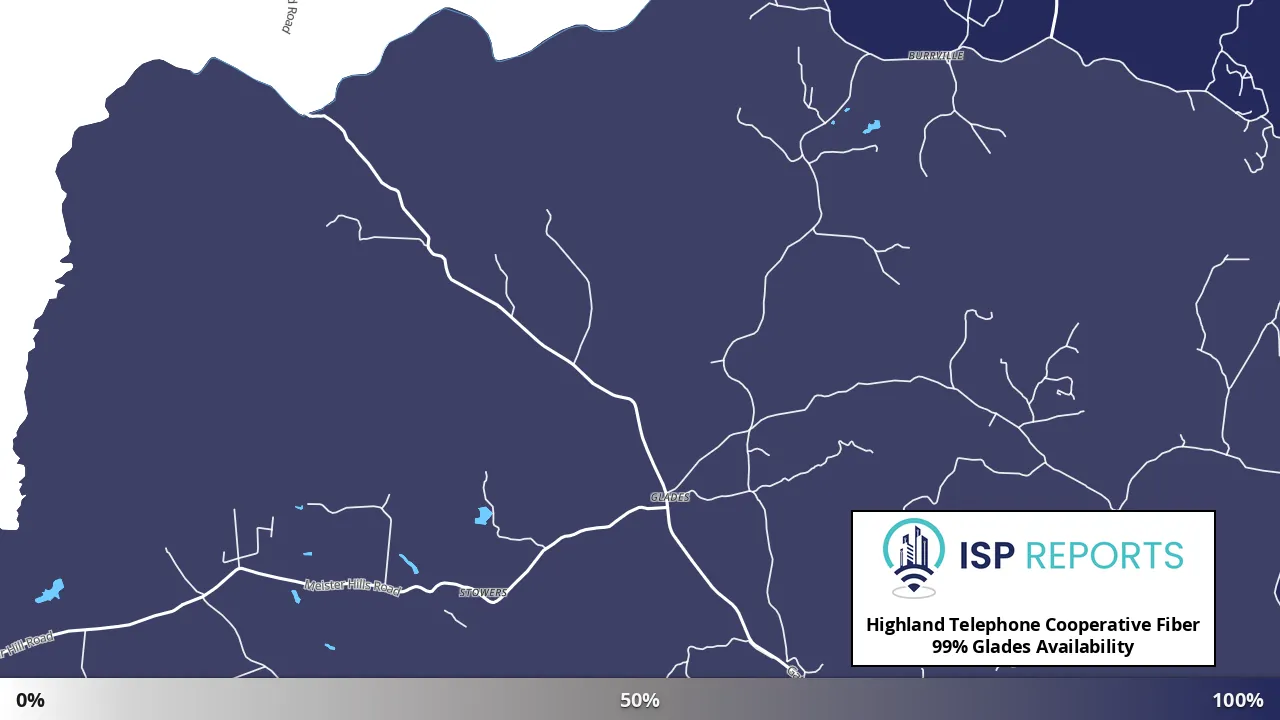 Glades, TN map of internet availability