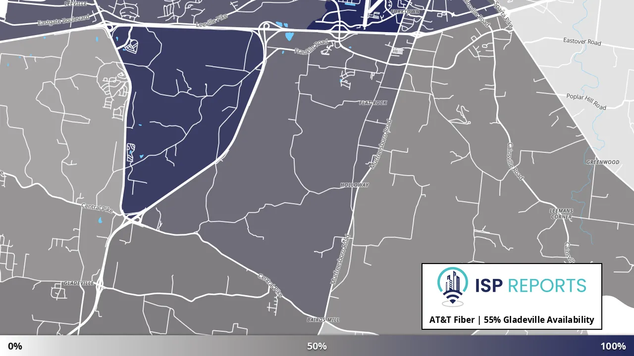 Gladeville, TN map of internet availability