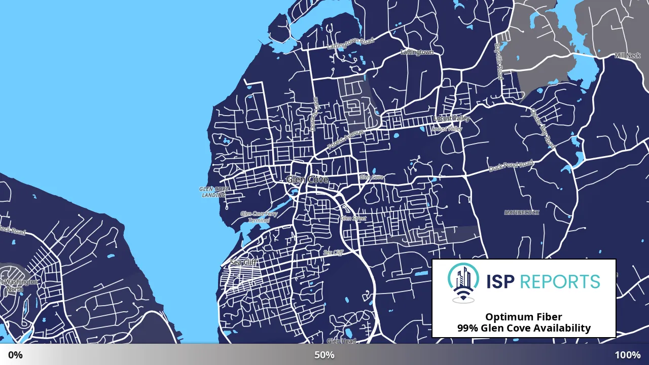 Glen Cove, NY map of internet availability