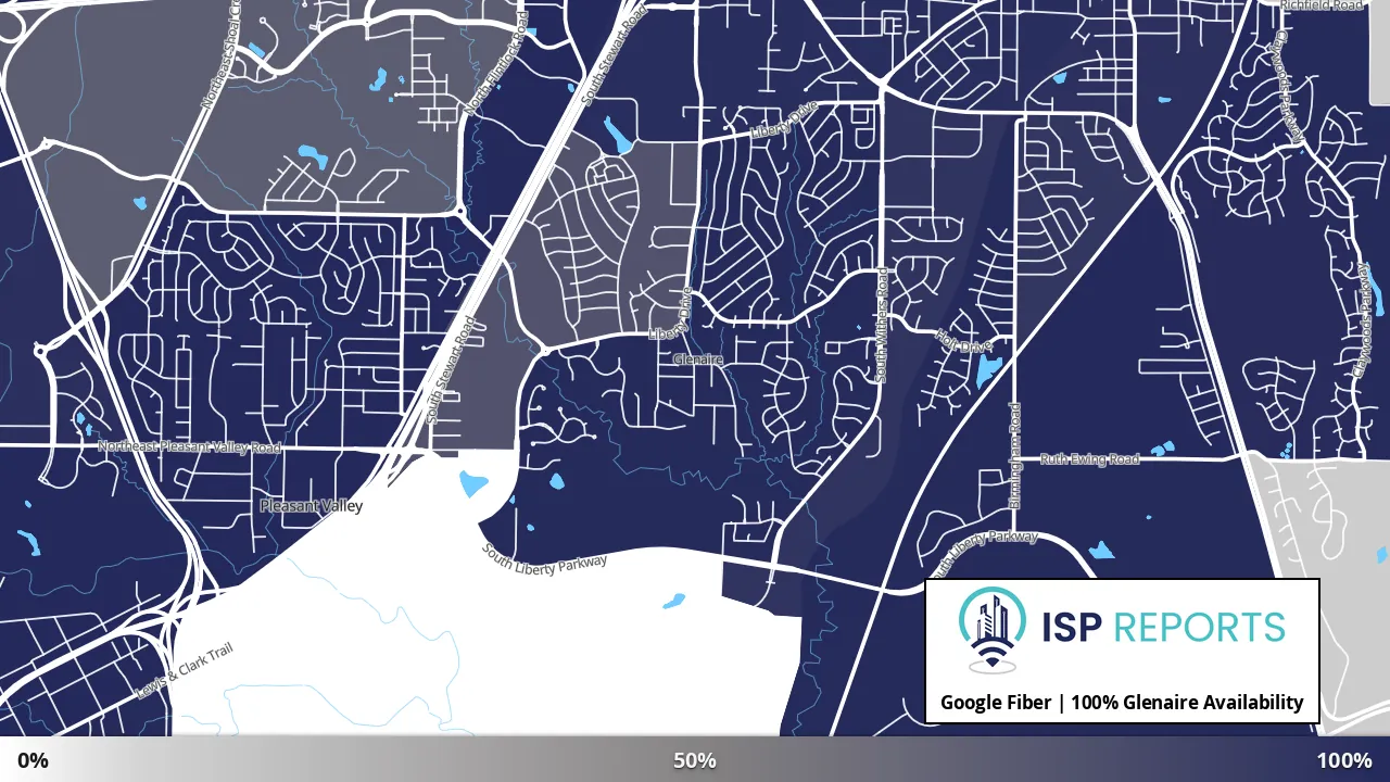 Glenaire, MO map of internet availability