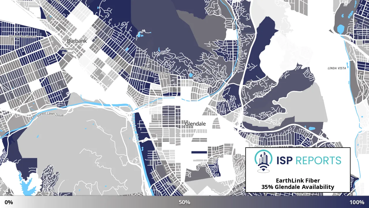 Glendale, CA map of internet availability