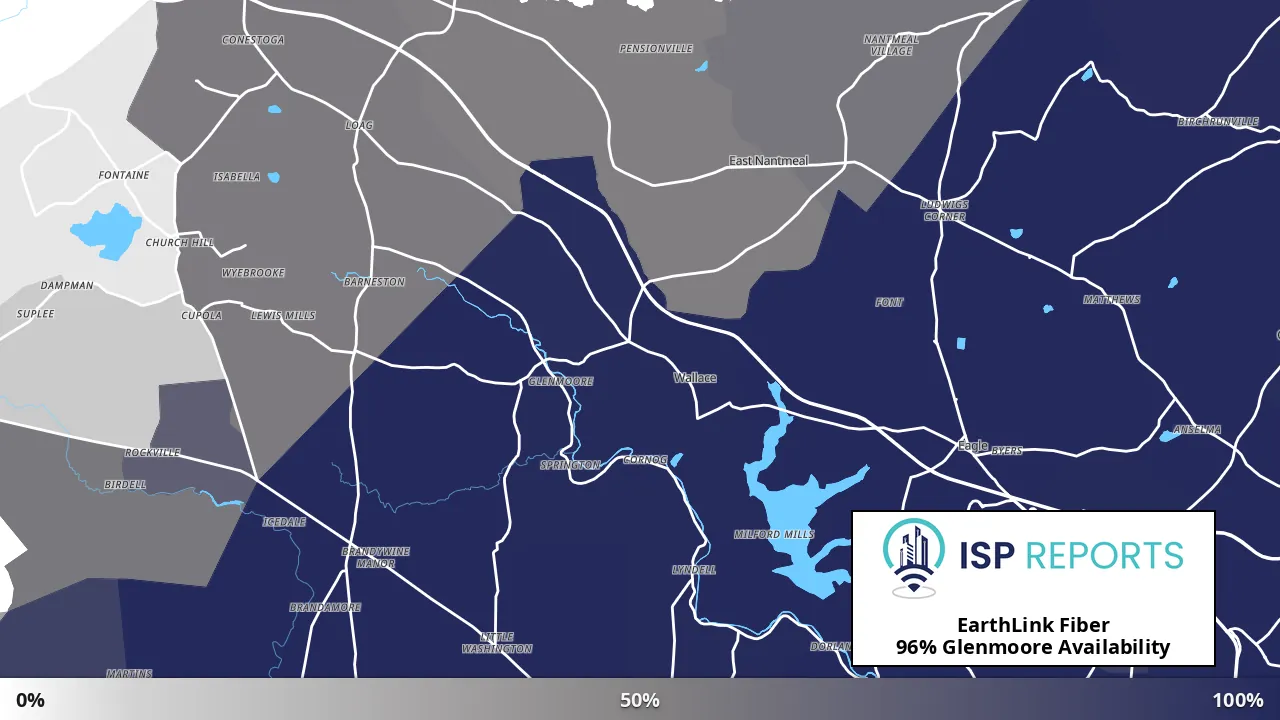 Glenmoore, PA map of internet availability