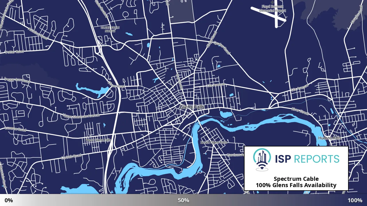 Glens Falls, NY map of internet availability