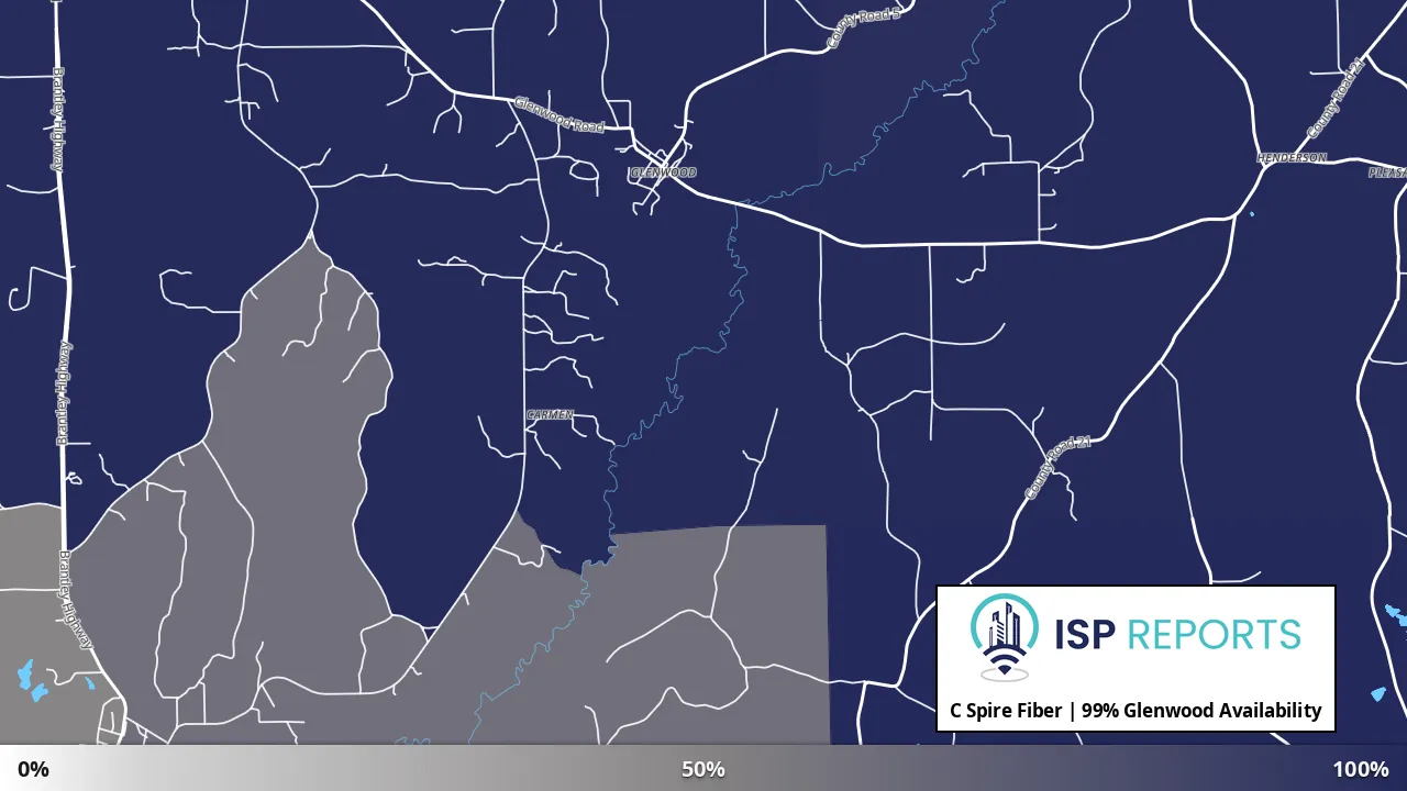 Glenwood, AL map of internet availability