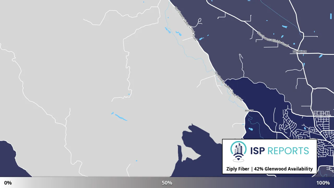 Glenwood, OR map of internet availability