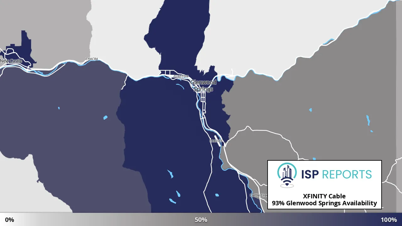 Glenwood Springs, CO map of internet availability