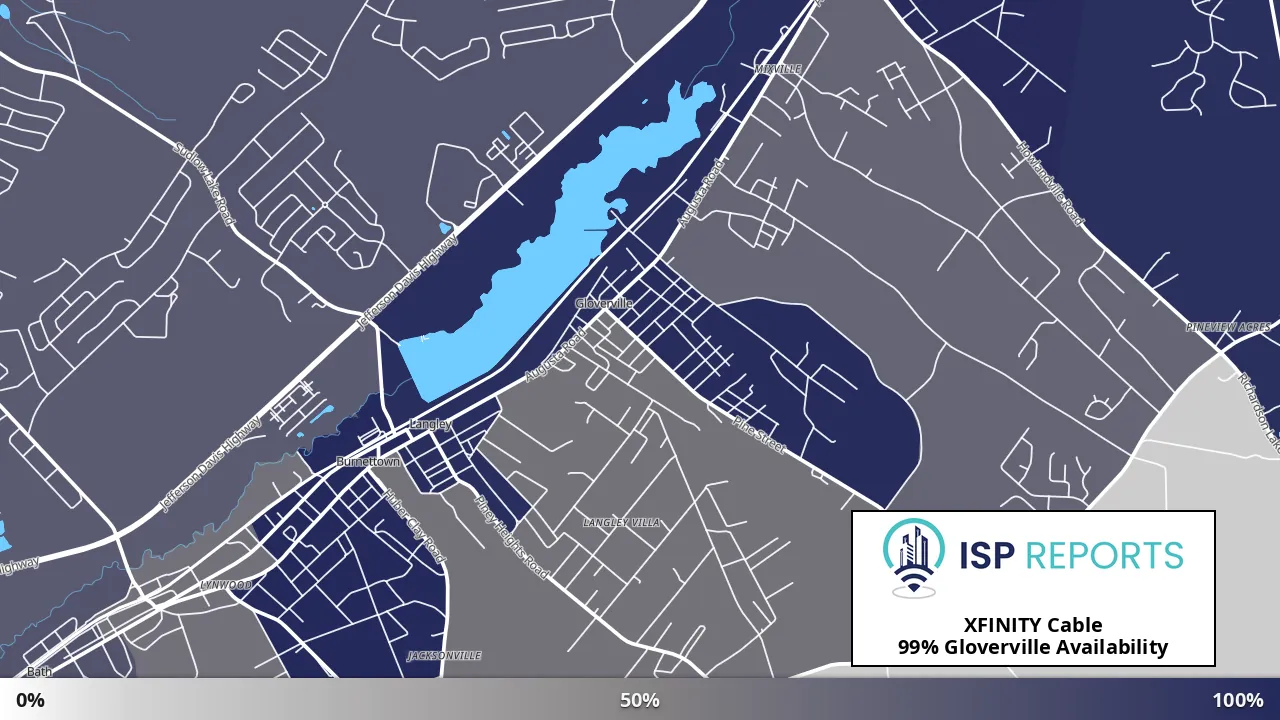 Gloverville, SC map of internet availability