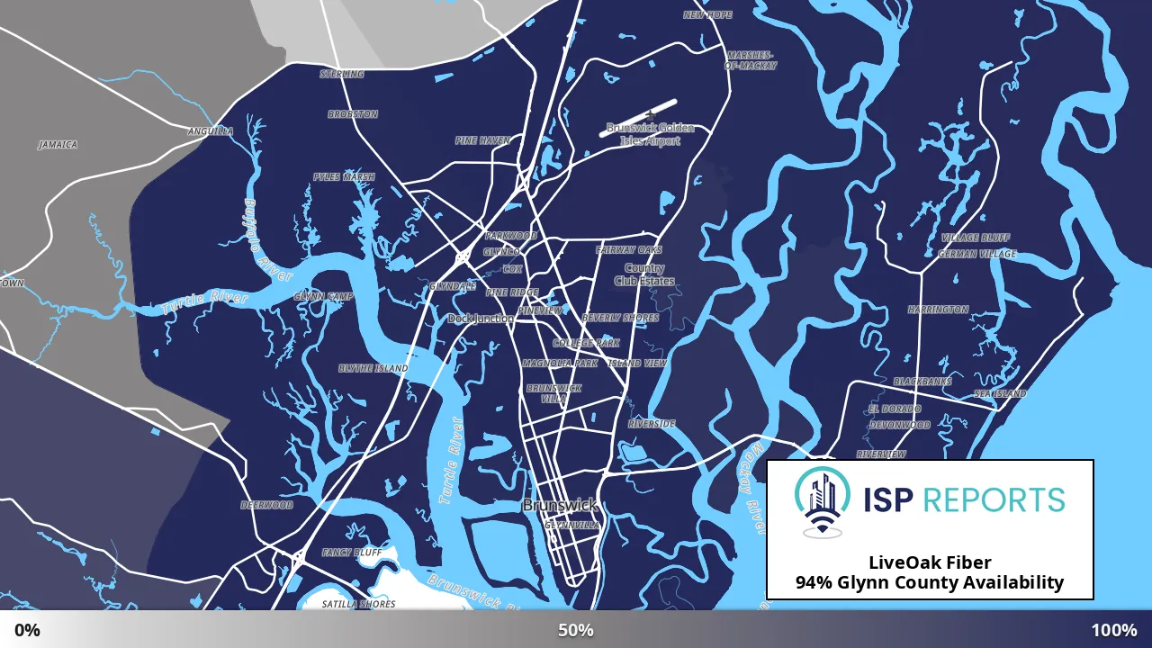 Glynn County, GA map of internet availability
