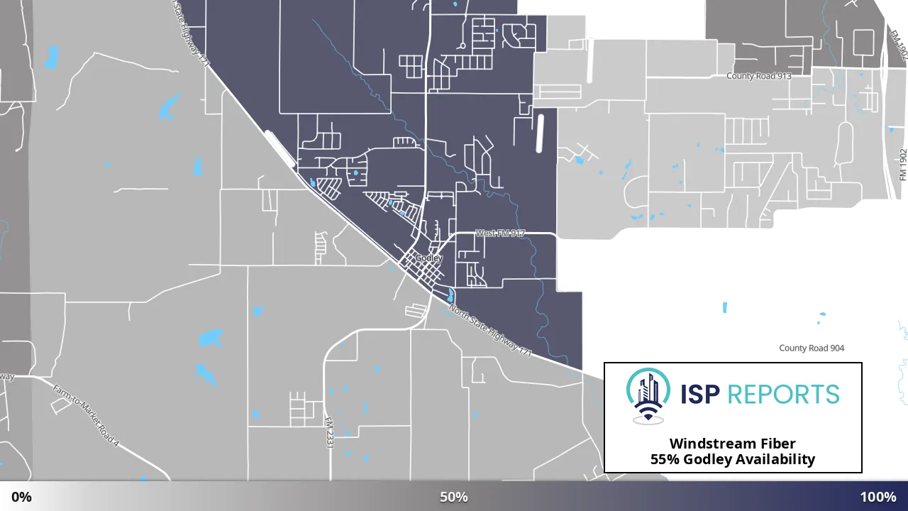 Godley, TX map of internet availability