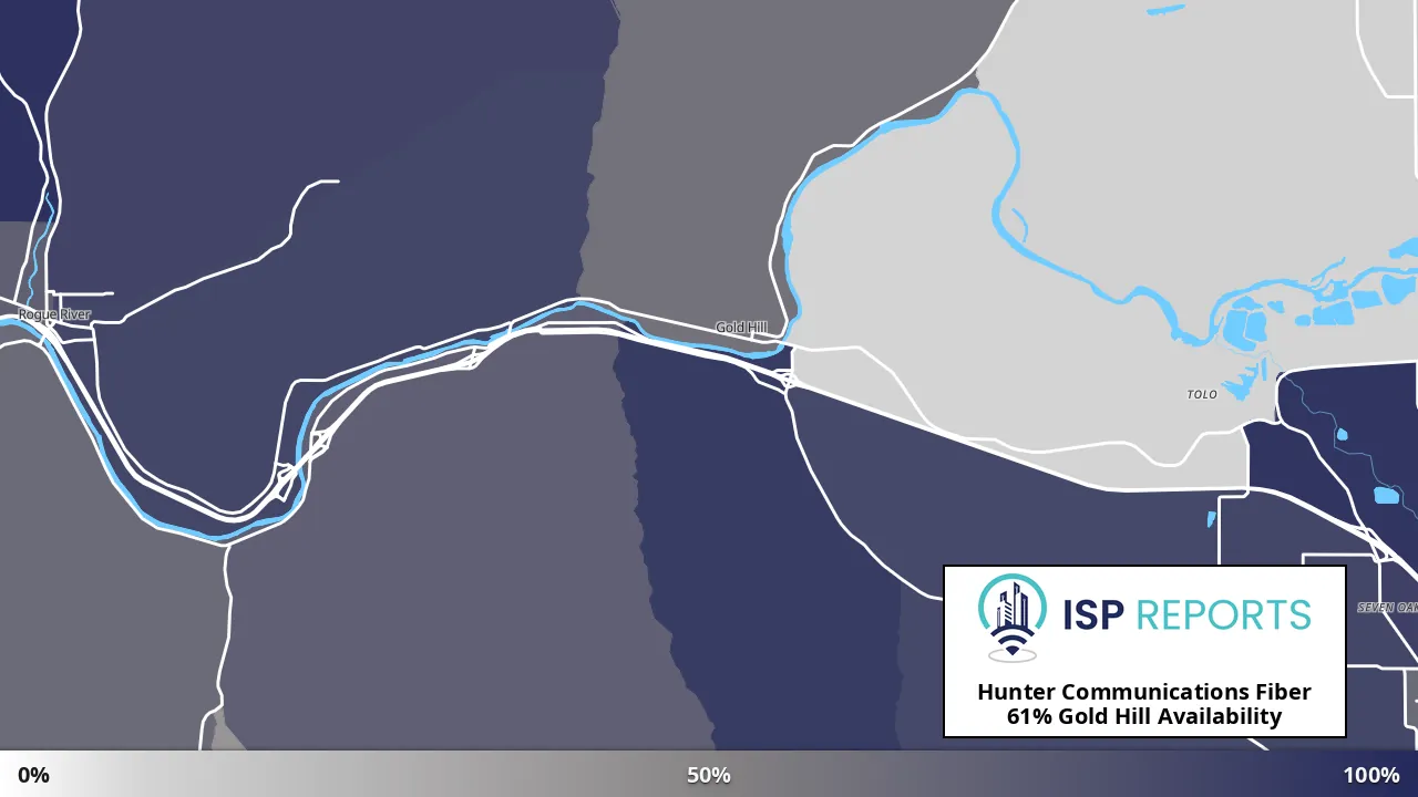 Gold Hill, OR map of internet availability