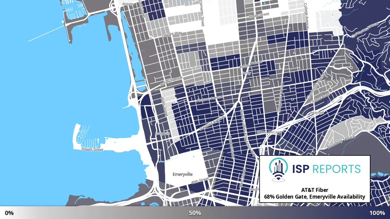 Golden Gate, Emeryville, CA map of internet availability