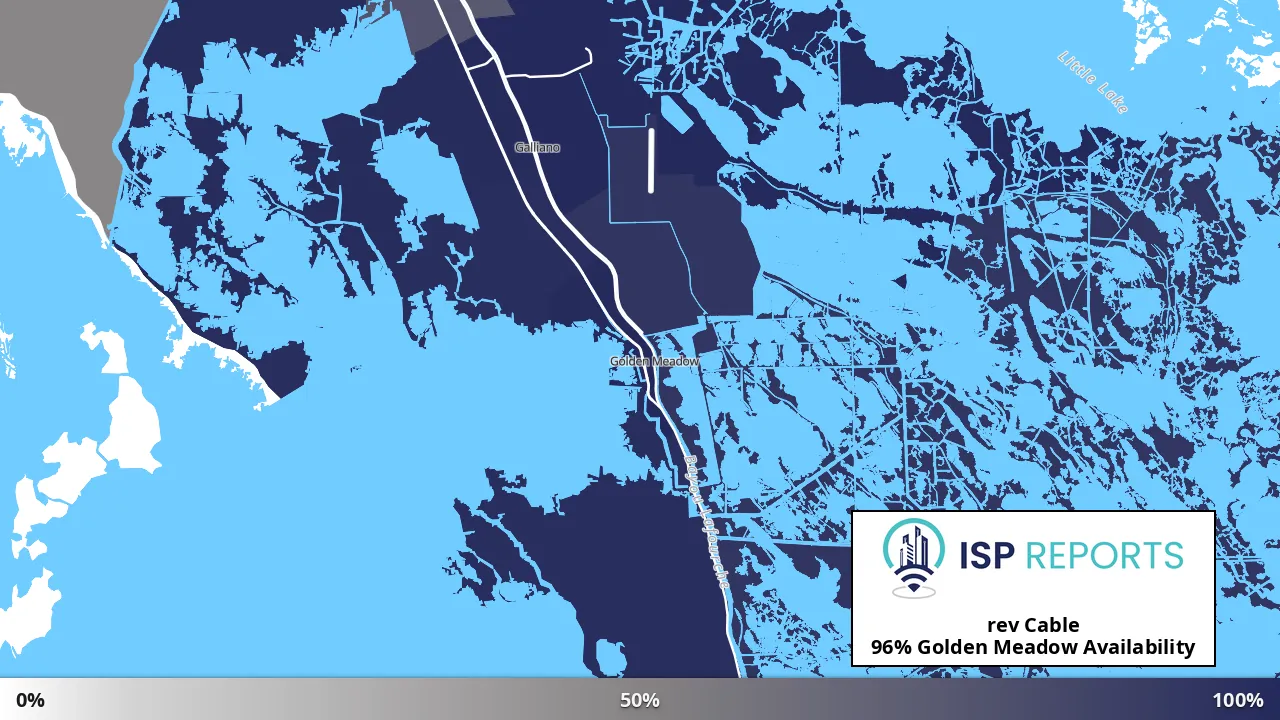 Golden Meadow, LA map of internet availability