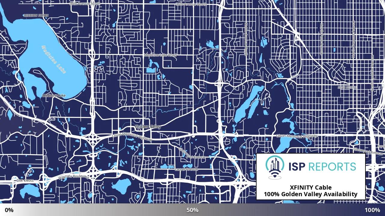 Golden Valley, MN map of internet availability